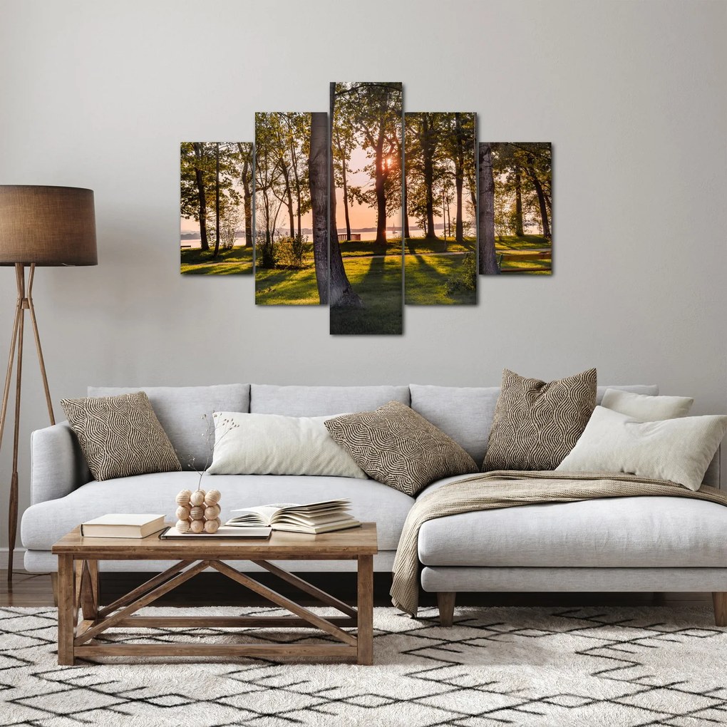 Obraz stromov pri jazere (150x105 cm)