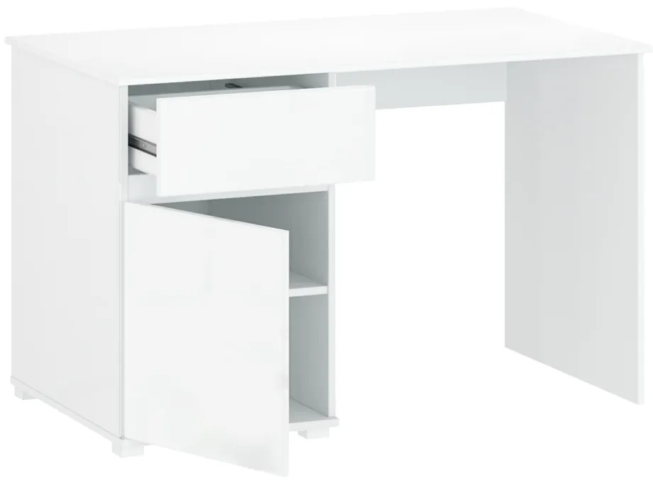 Kondela PC stôl 1D1S/120, biely lesk, LINDY
