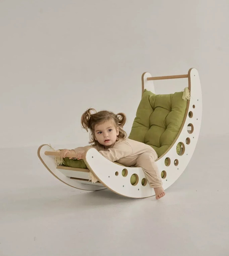 Montessori drevená hojdačka veľká šedá moon