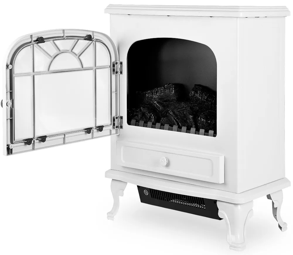 InternetovaZahrada Elektrický krb s vyhrievaním ventilátora a ohňom 2000W BIELY