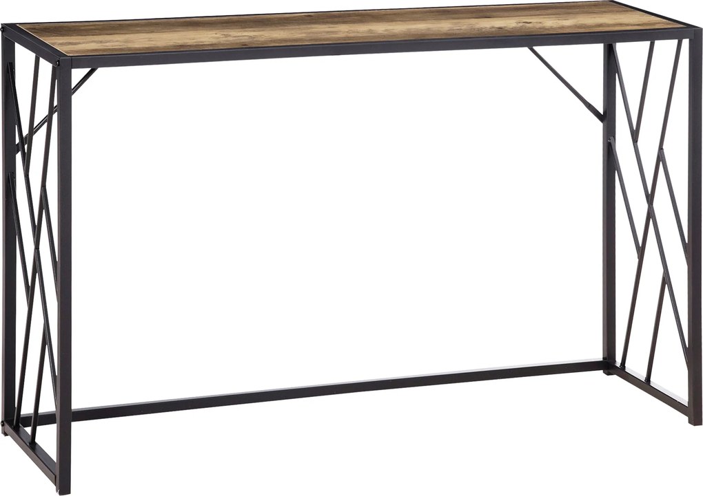 HOMCOM Konferenčný stolík, bočný stolík s oceľovými nohami, 120 x 35 x 75 cm, priemyselný stolík do predsiene, koncový stolík pre malé priestory, pred