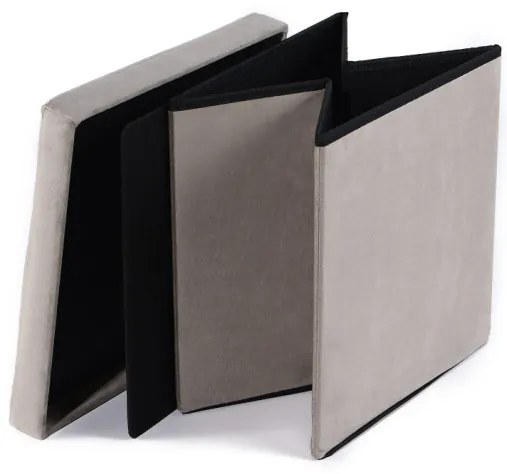 Skladacia taburetka L zamatová, béžová