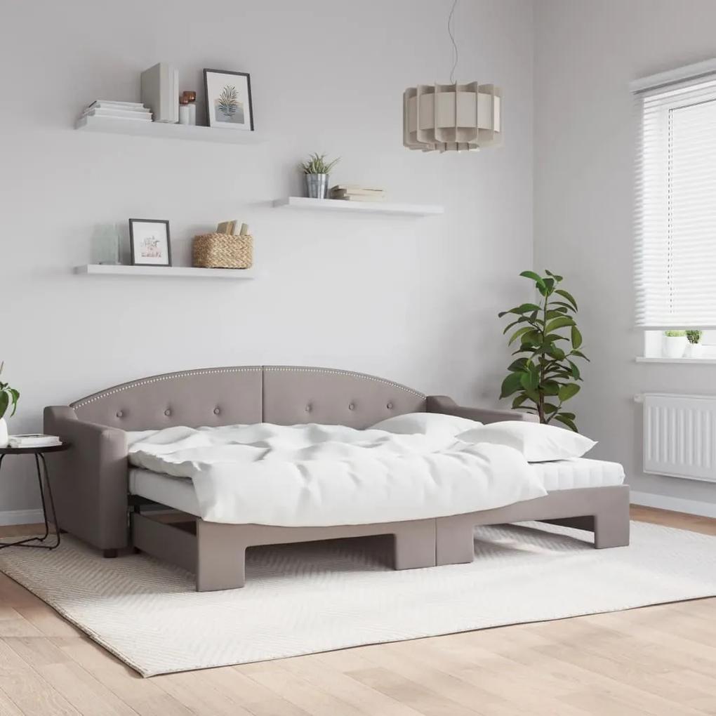 Rozkladacia denná posteľ s matracmi sivohnedá 80x200 cm látka 3197546