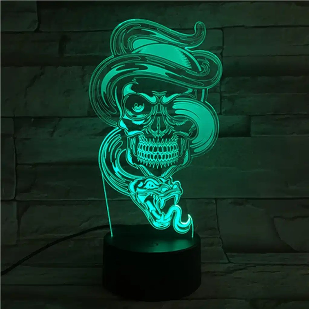 3Dmix 3DL-SL030 – 3D LED nočná lampa - Lebka s hadom (Solar)