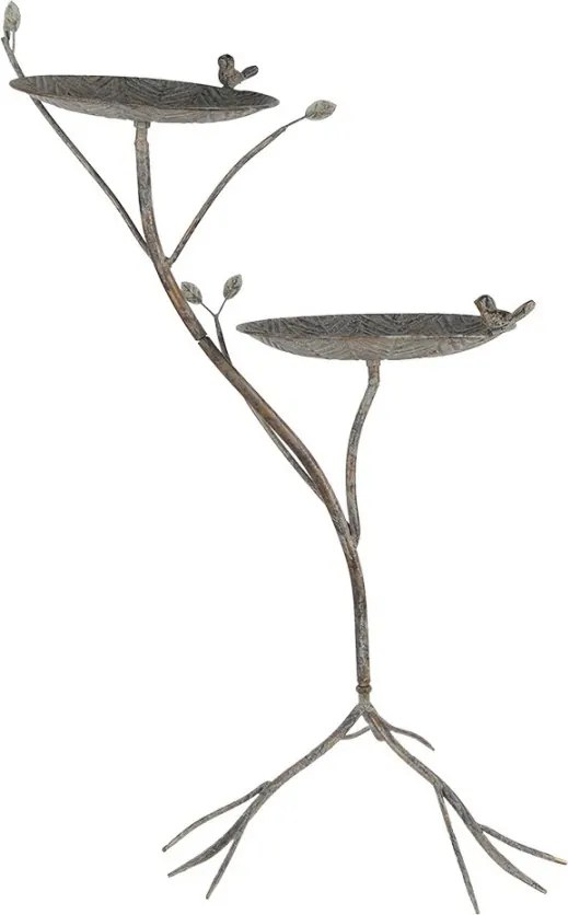 Zeleno hnedé antik kovové krmítko pre vtáčiky Birdie - 38*43*78 cm
