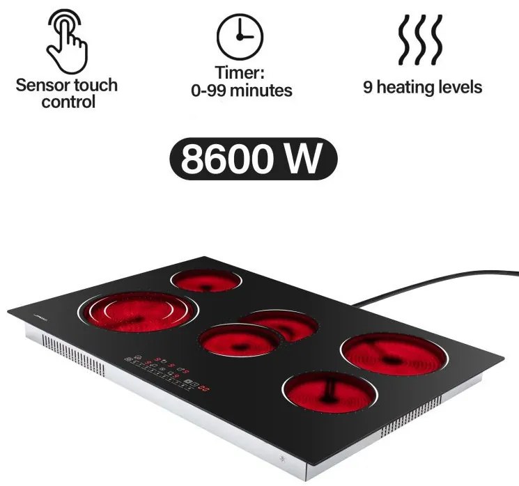 JAGO sklokeramická varná doska, 8600 W
