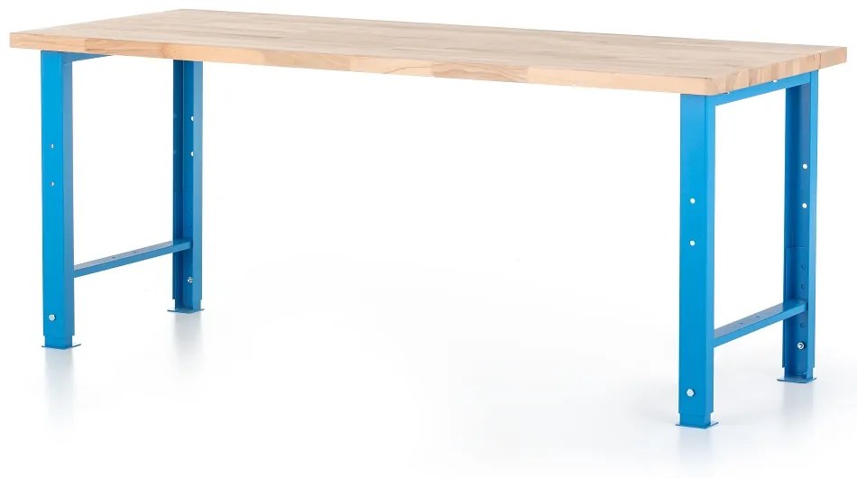 Výškovo nastaviteľný dielenský stôl Basic 200 x 80 cm, modrá