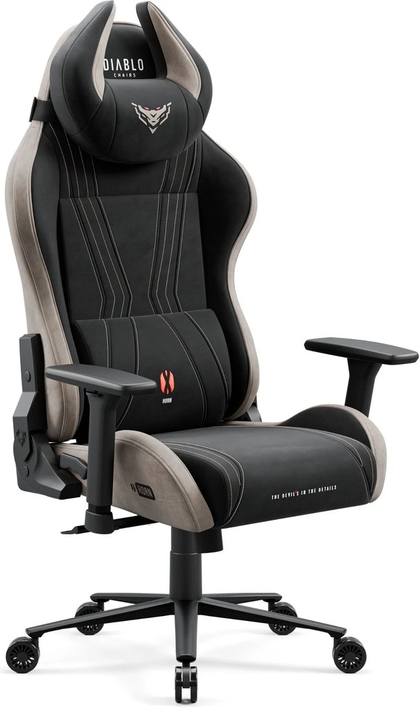 Herné kreslo z textílie Normal Size, čierno-béžové: Diablo X-Horn 2.0 Camel Black