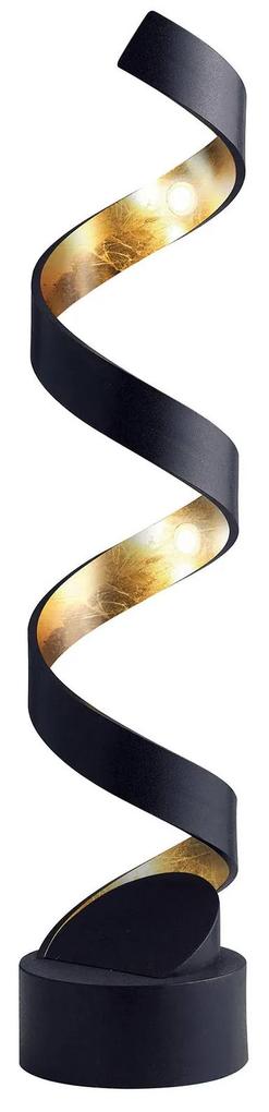 Stolná LED lampa Helix, výška 66 cm, čierno-zlatá