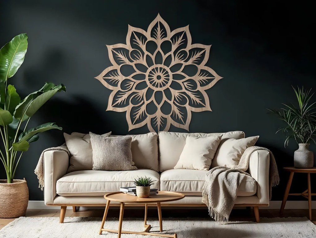 drevko Mandala na stenu Hviezdica Rozmer obrazu: 44,5 x 44 cm, Farba dekorácie: Čierna