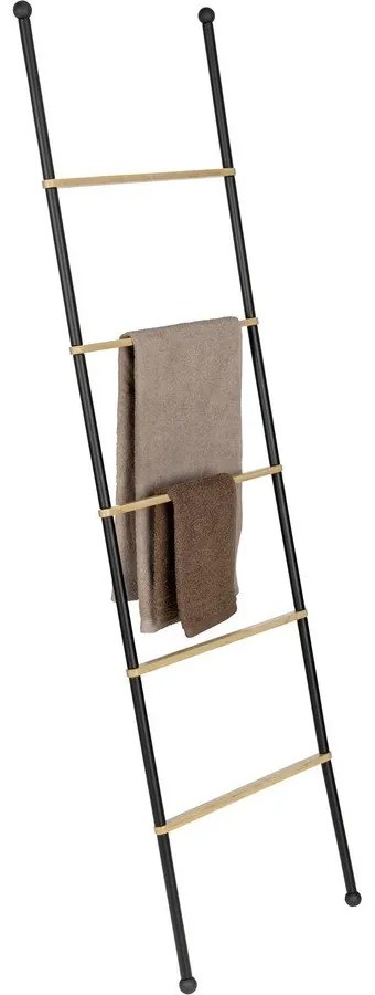 Čierny/prírodný kovový dekoratívny rebrík Bambusa - Wenko
