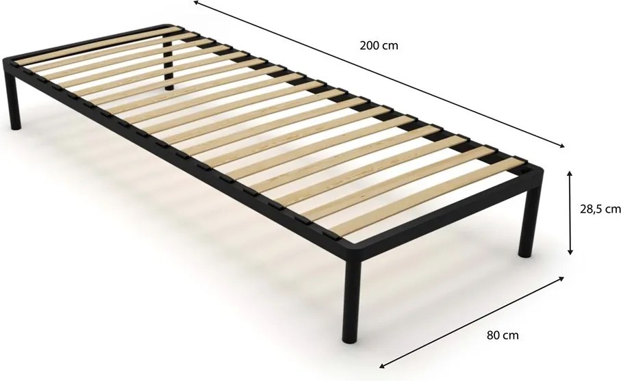 Kovový rám postele Alu 80x200 černý