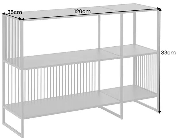 Dizajnový regál Haines 120 cm vzor antracitový mramor
