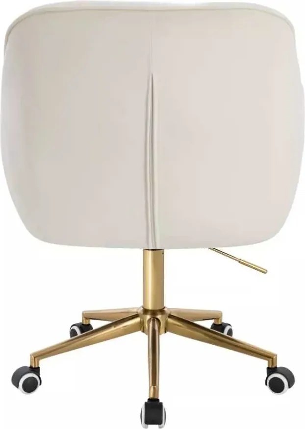 LuxuryForm DESIGN Stolička AVOLA VELUR na zlatej podstave s kolieskami - biela