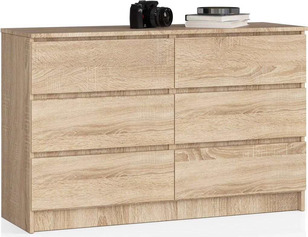 Komoda Kuba 120 cm 6 zásuviek dub sonoma