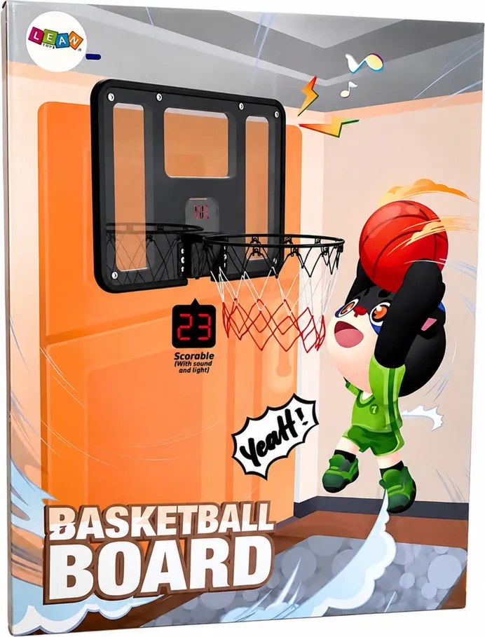 LEAN Toys Závesný basketbalový kôš s tabuľou, počítadlom bodov, svetlami a zvukmi