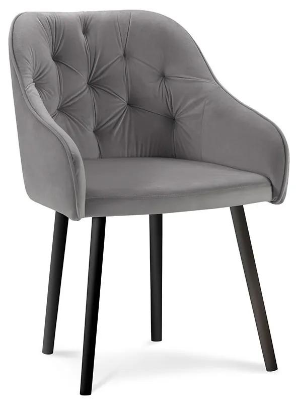 Šedá Zamatová stolička Luisa dĺžka 54 × šírka 50 × výška 80 cm MILO CASA