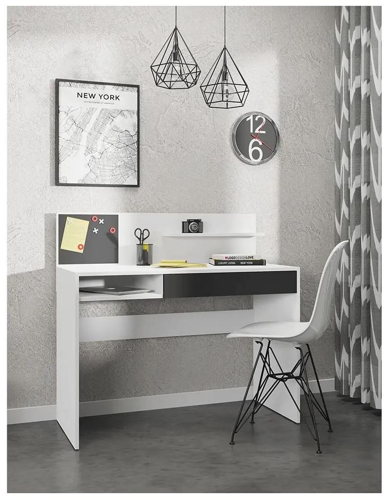 Tempo Kondela PC stôl s magnetickou tabuľou, biela/čierna, IMAN