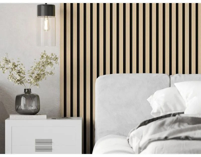 Mexen Lam-F, akustické stenové lamely 275 × 30 cm, plstený podklad 8 mm, technická dyha, dub pieskový, S105-275307-3015-001