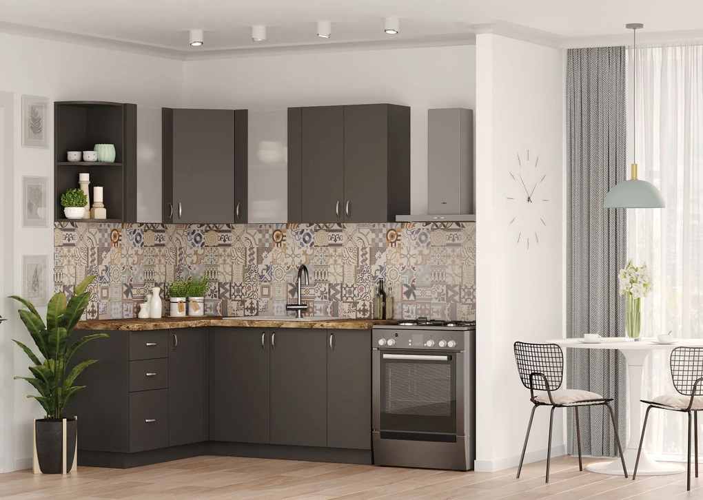 Rohová kuchynská linka BERHIL, antracit