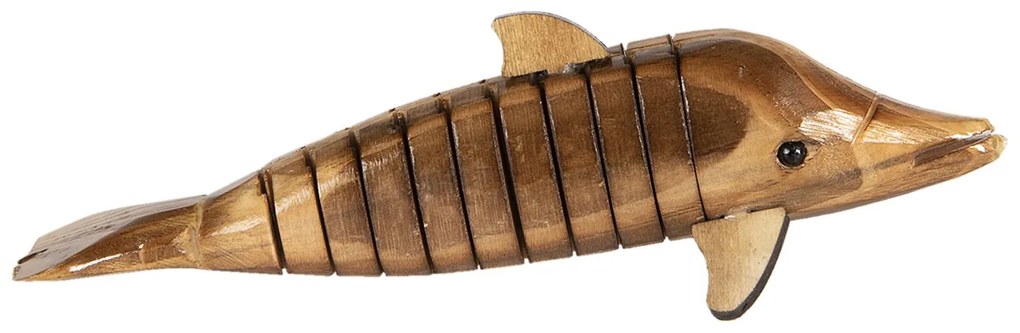 Drevená hnedá dekoratívne soška delfína - 21 * 4 cm