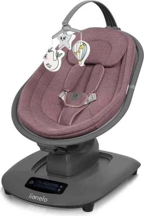 Lionelo - Detská hojdačka s melódiou BLOSSOM Pink Mauve + diaľkové ovládanie