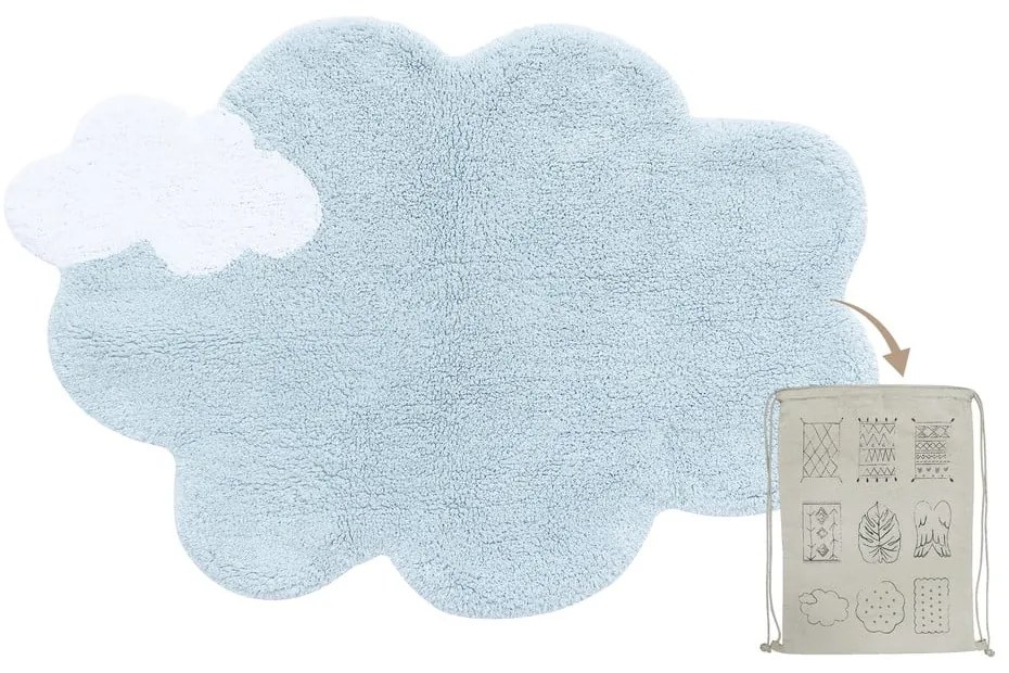 Svetlomodrý prateľný ručne tkaný bavlnený detský koberec 70x100 cm Mini Dream – Lorena Canals