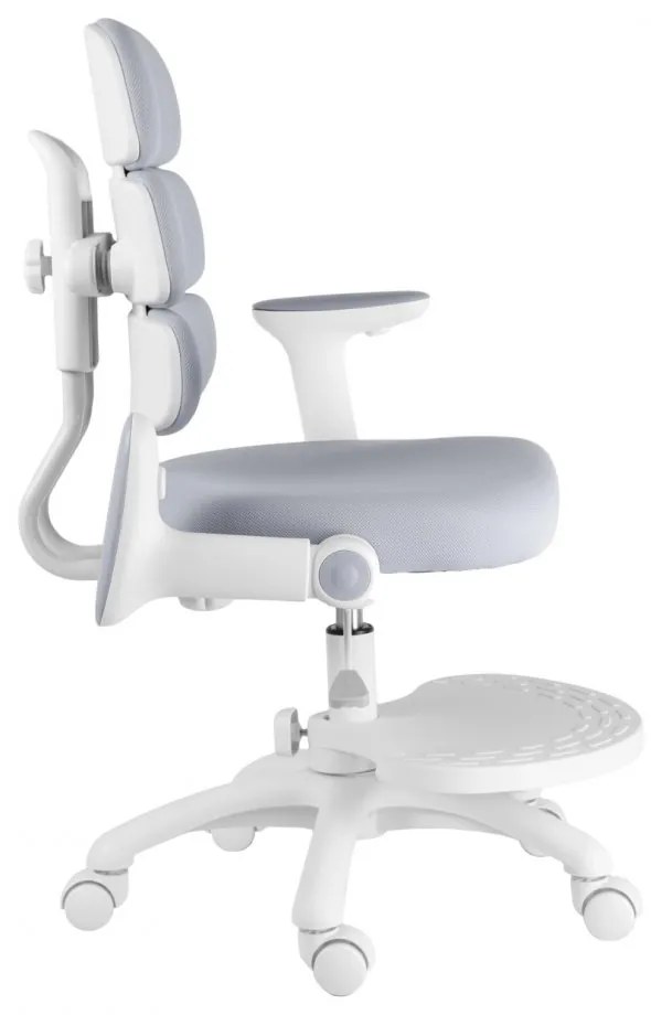 Detská rastúca stolička Neoseat KIDDY THREE — látka, prateľný poťah, sivá