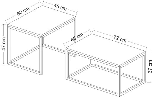 SADA 2x Konferenčný stolík LEKA čierna
