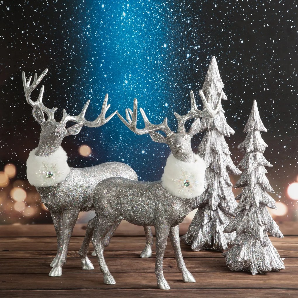 DEKORAČNÁ SOŠKA BUCK 36X52 CM STRIEBORNÁ