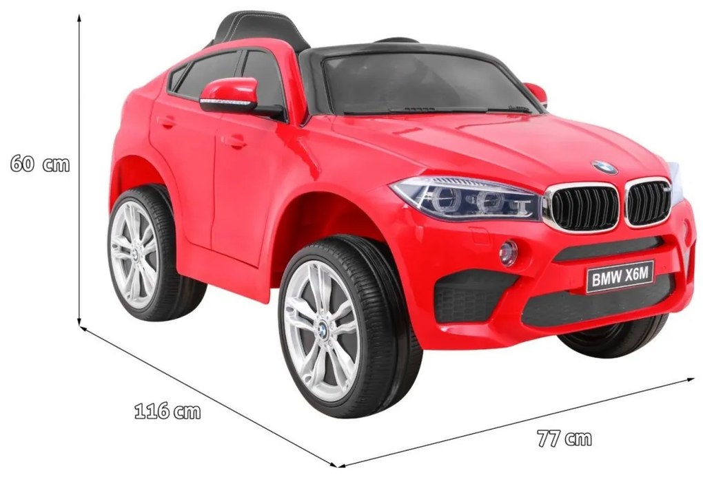 RAMIZ ELEKTRICKÉ AUTÍČKO BMW X6 - NELAKOVANÉ - ČERVENÉ - MOTOR 2X45W - BATÉRIA 2 x 6V/7Ah - 2023