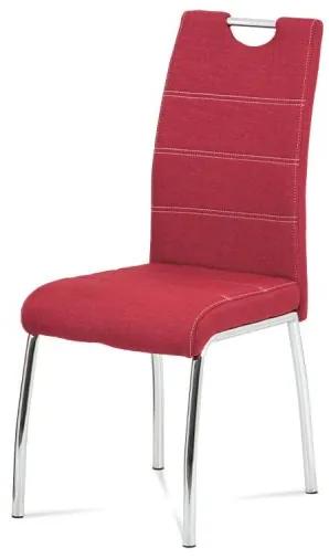 Pekná jedálenská stolička čalúnená červenou látkou