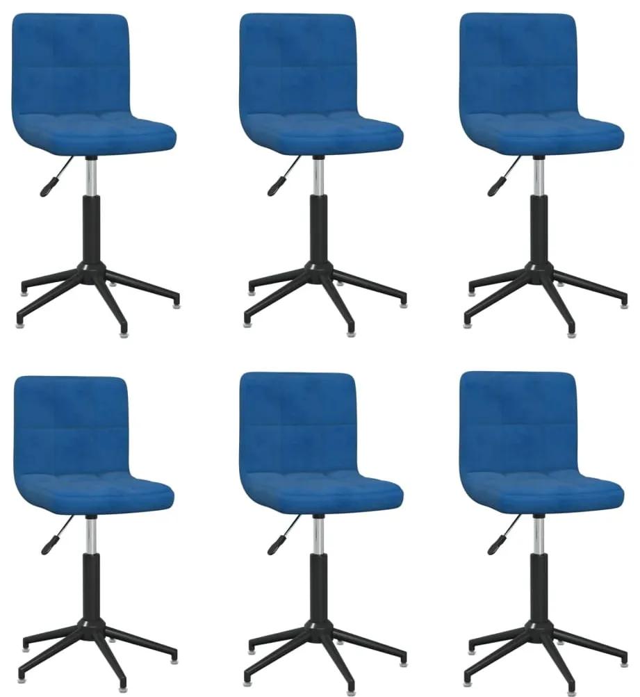 Otočné jedálenské stoličky 6 ks modré zamatové 3087682