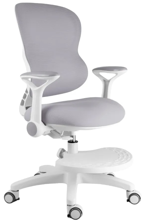 Detská rastúca stolička Neoseat JUNI 006 — látka, prateľný poťah, sivá