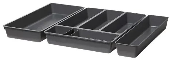 Goodhome Organizér do šuplíku, do kuchyně, příborník - NITAKI šedý plast 10 x 43 cm