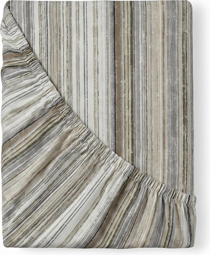 Kvalitex Bavlnené napínacie prestieradlo sprúžkami, šedo-béžové, 200 x 200 cm, 200 x 200 cm