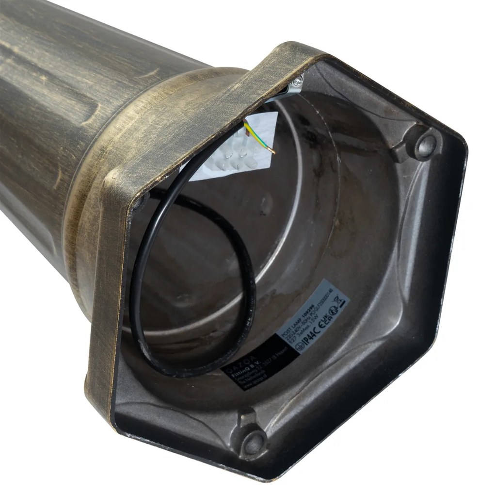 Klasická vonkajšia lampa antické zlato s čírym sklom 198 cm IP44 - London