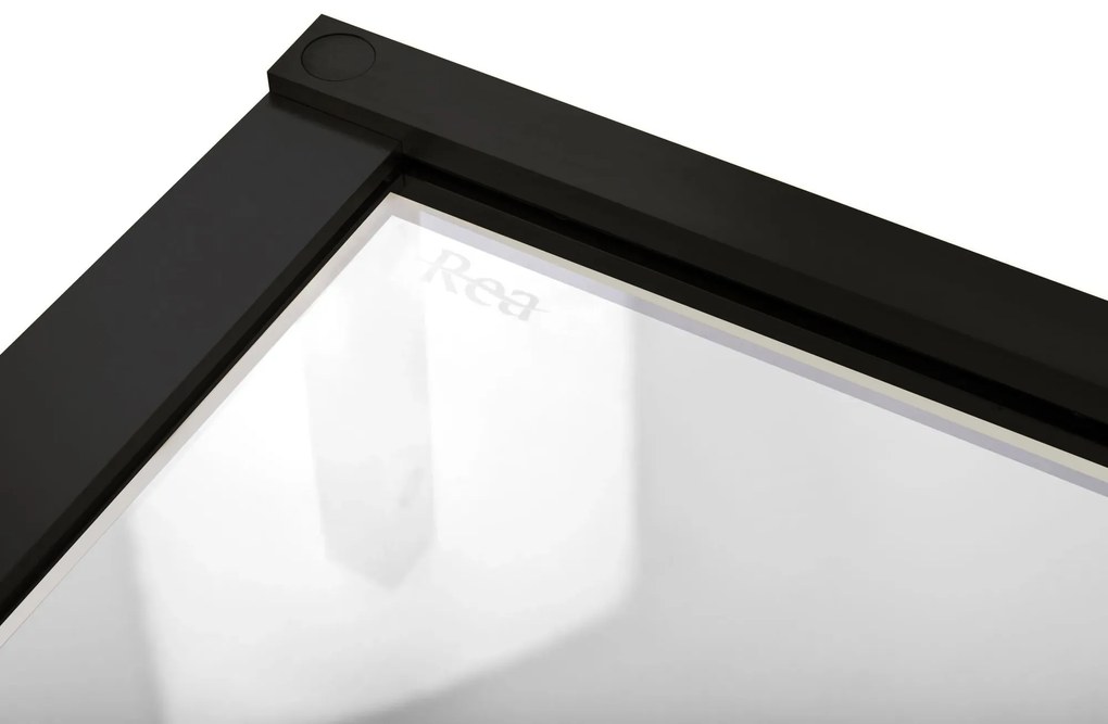 Rea Hugo Double, 2-krídlový sprchovací kút 80 (dvere) x 80 (dvere) x 200 cm, 6mm číre sklo, čierny profil, REA-K6600