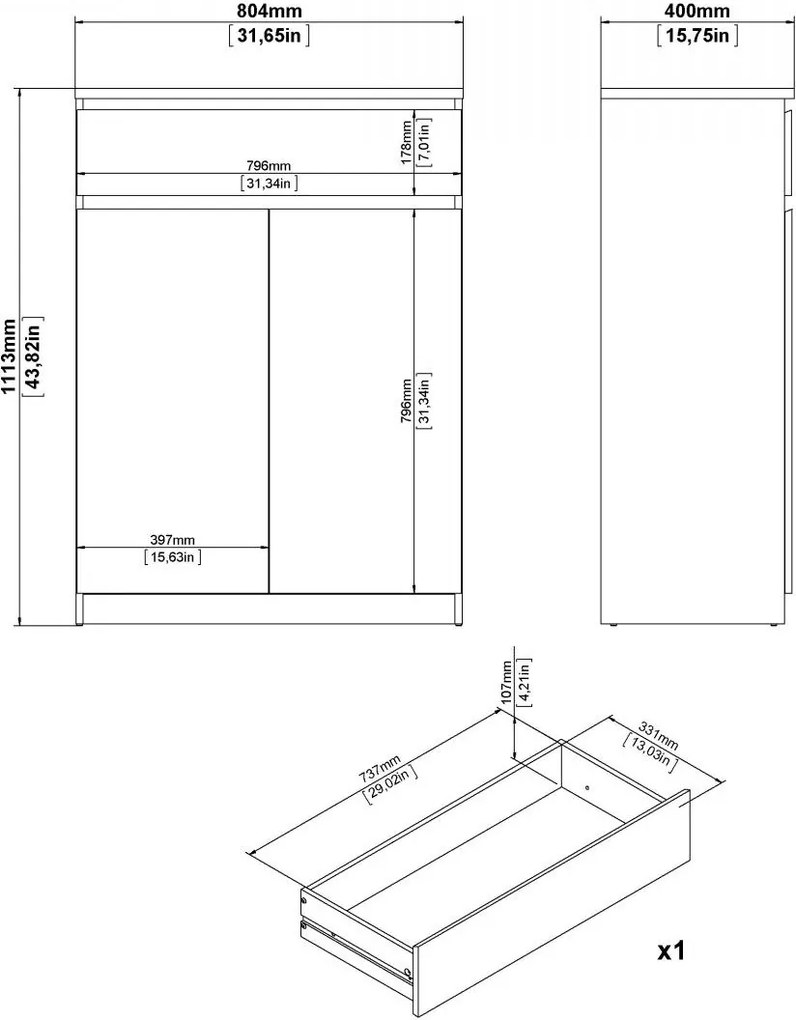 Botník Simplicitous 80 cm hickory Jackson/bílý