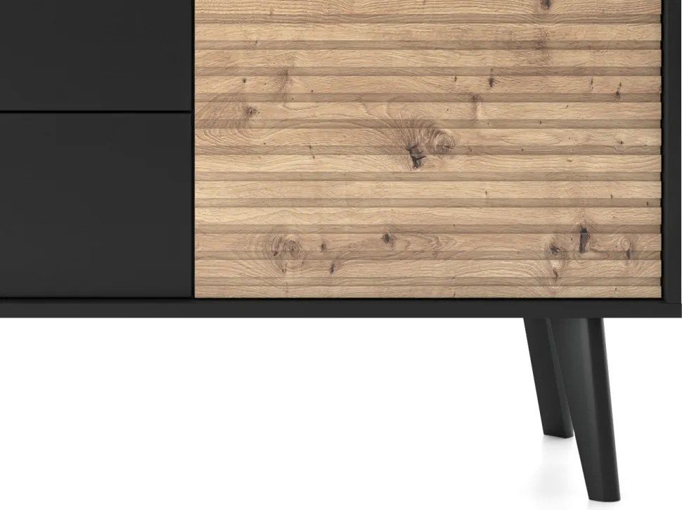 Široká komoda so zásuvkami Willow, čierna/dub artisan