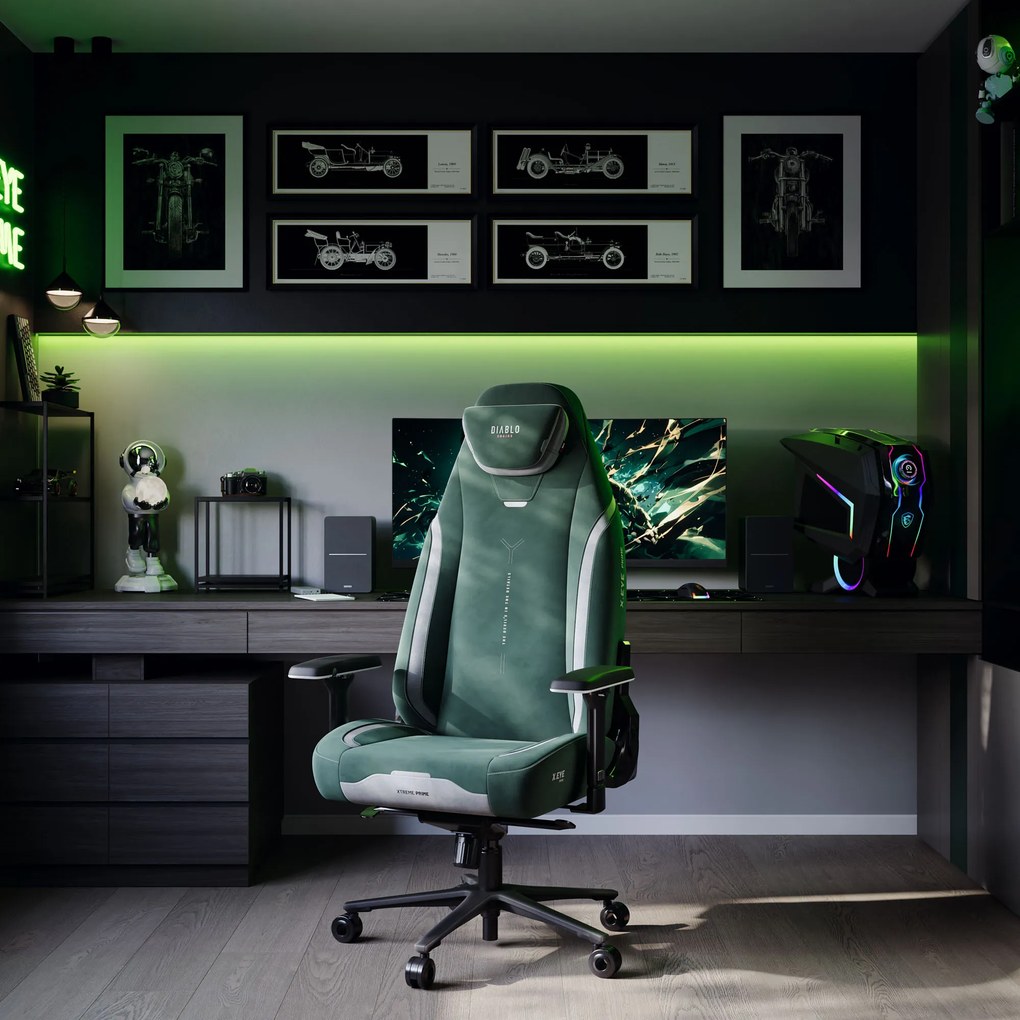 Herné kreslo forest green Normal Size, zelené: Diablo X-Eye Prime
