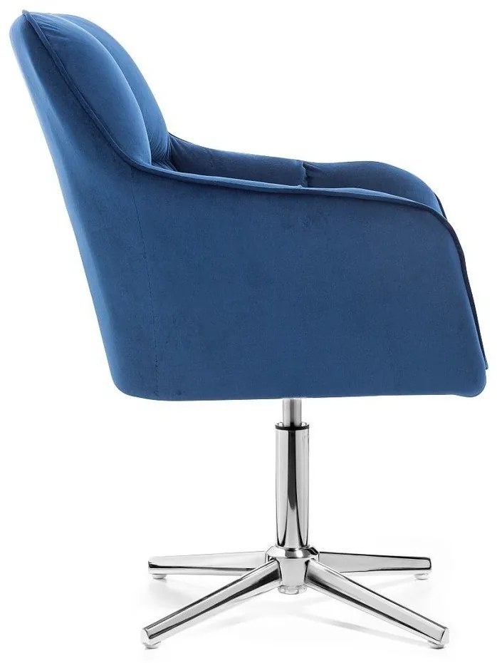 LuxuryForm DESIGN Kreslo AMALFI VELUR na striebornom kríži - modré