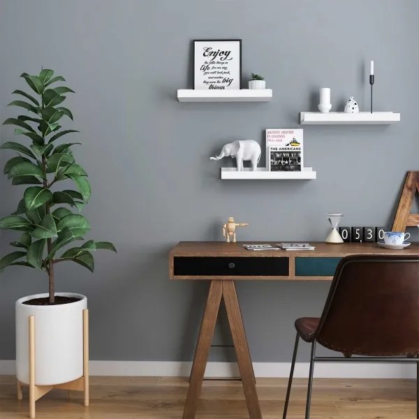 Sada 3 nástenných políc SHELFY, biela