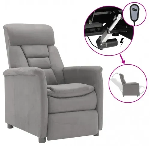 vidaXL Elektrické sklápacie kreslo bledosivé umelá semišová koža-