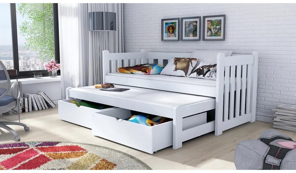 Detská posteľ Swen s výsuvným lôžkom DPV 002 Certifikát Biela 90 x 200 cm
