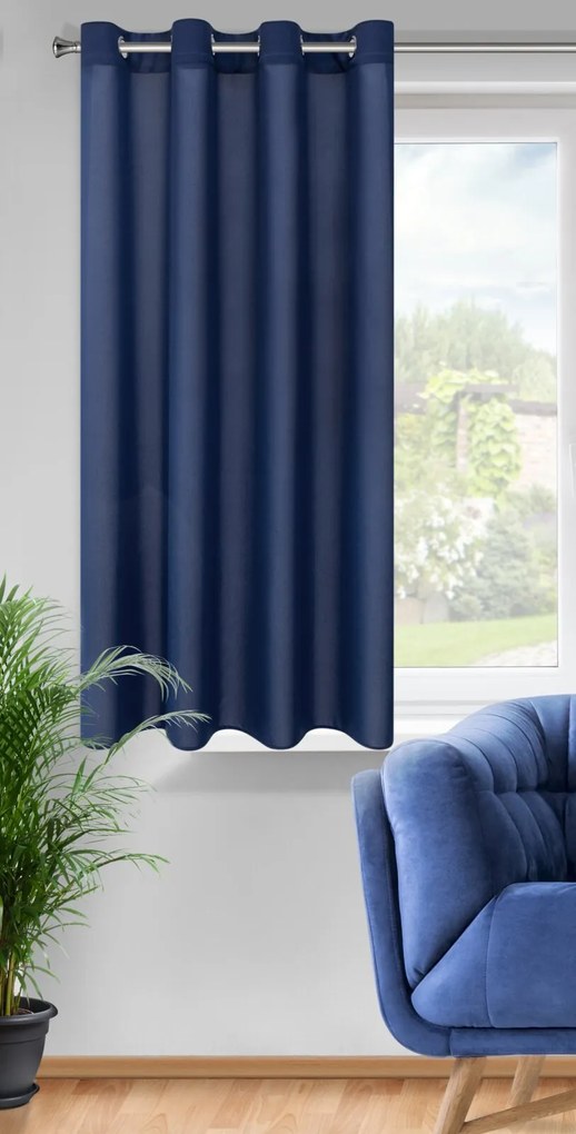 KRÁTKY ZÁVES NA KRÚŽKOCH RITA 140X175 CM TMAVOMODRÁ