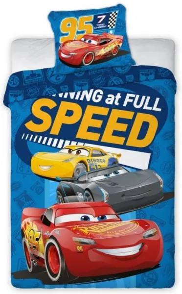 Faro · Detské posteľné obliečky Autá 3 - Cars 3 - Blesk McQueen - Running at full speed - 100% bavlna - 70x90 cm + 140x200 cm