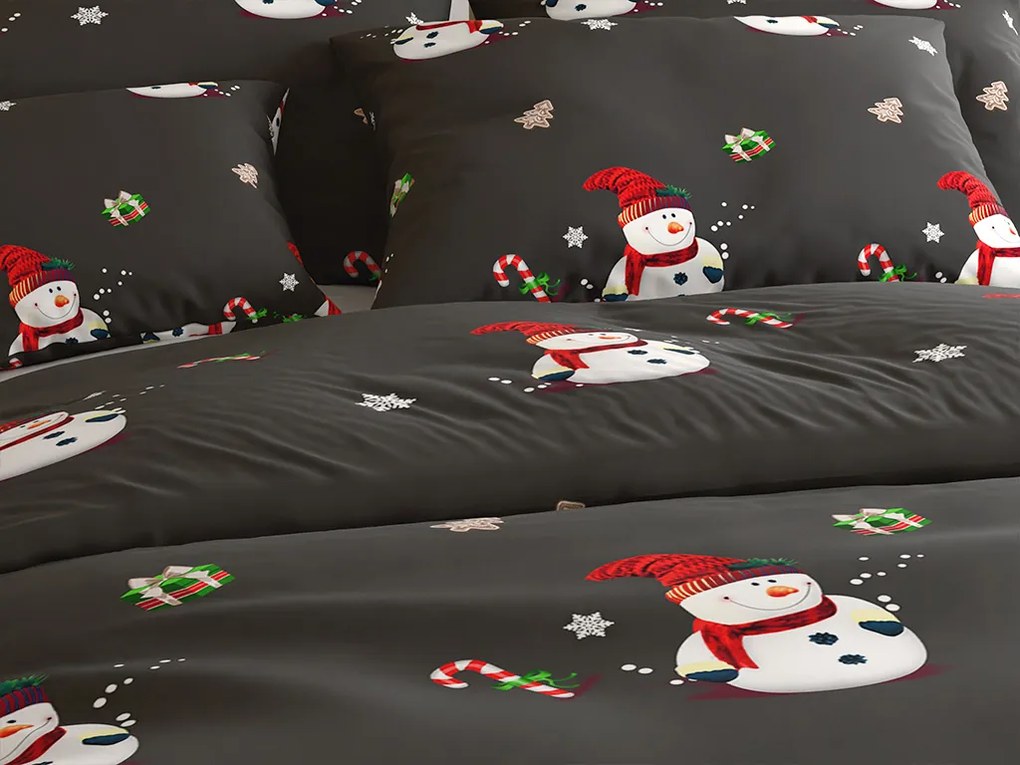 Obliečky z mikrovlákna Biely snehuliak čierne Rozmer obliečky: 70 x 80 cm | 140 x 200 cm