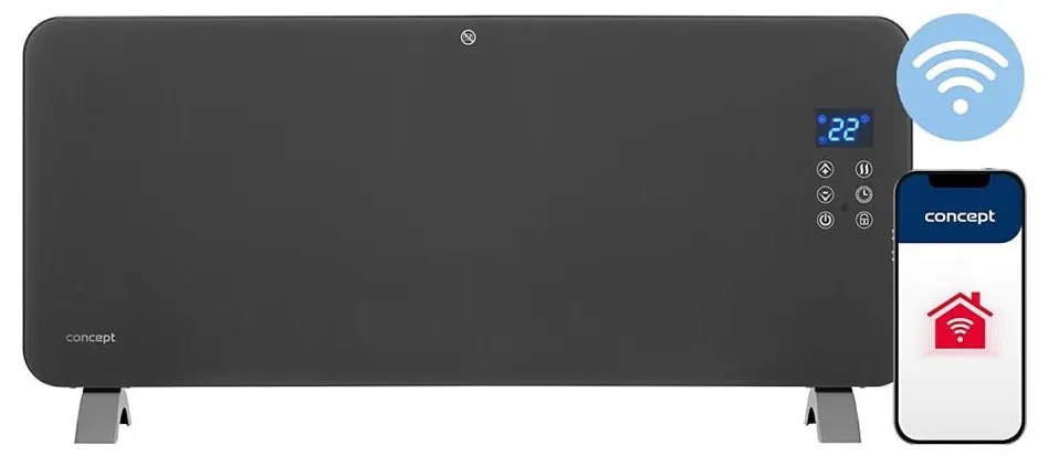 Concept KS4100 -Inteligentný elektrický priamotop/konvektor 1000/2000W Wi-Fi IP24 sivý