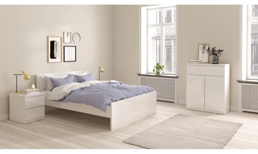 Biela dvojlôžková posteľ z drevotriesky bez roštu 140x200 cm Naia – Tvilum